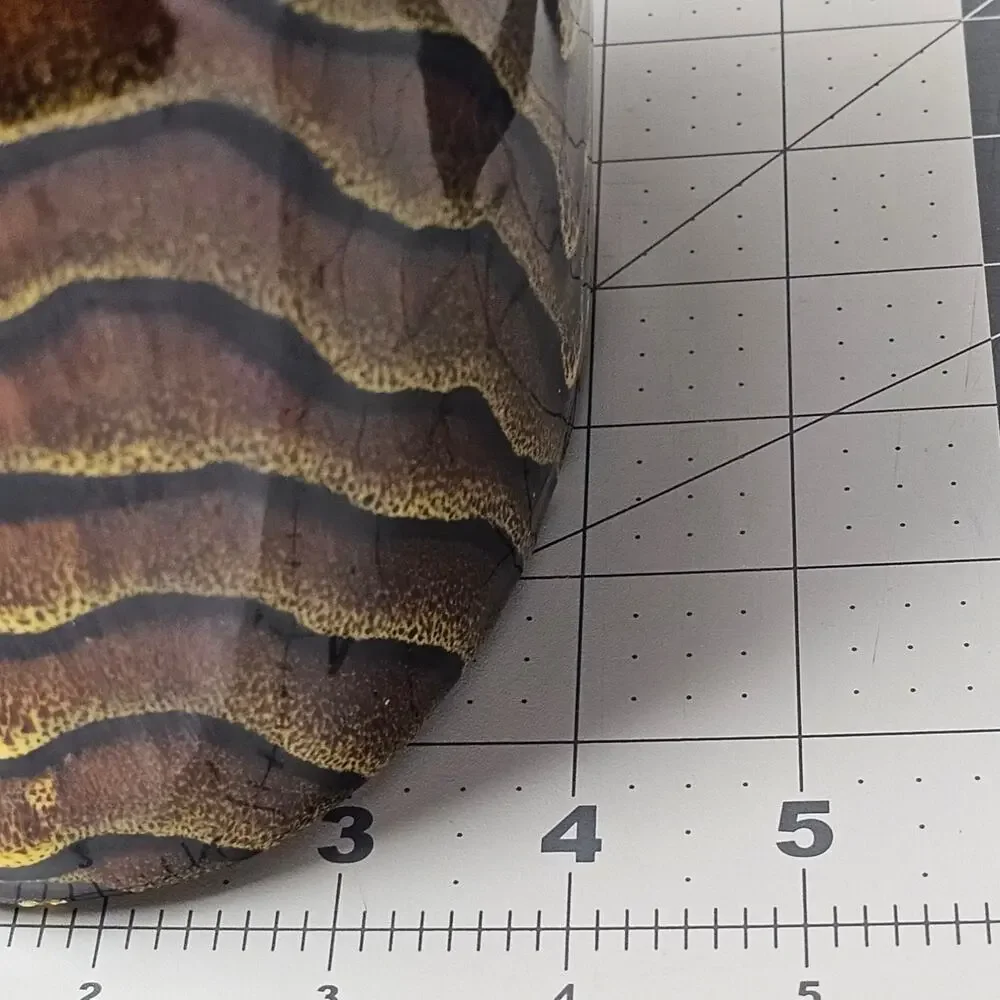 Studio Art Pottery Vase Tiger Stripe Chevron Glaze Wedge Form Brown Gold 12in